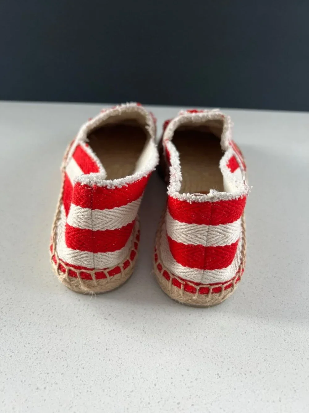 TORY BURCH red striped canvas espadrille flats size 8.5